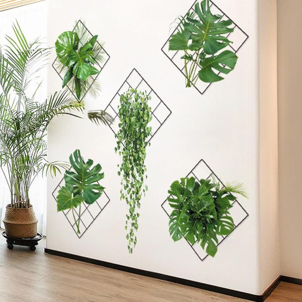 3d Green Plant Wall Sticker, 3d Effect Tropical Vivid Green Plants Wall Stickers For Living Room, Bedroom (random Design