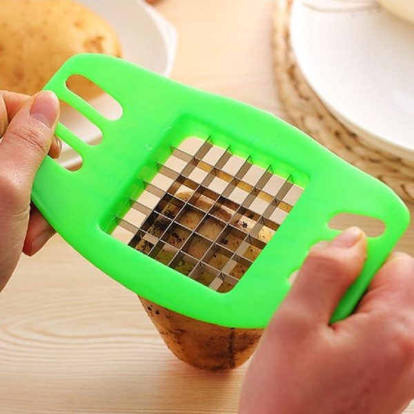 Multifunctional Potato Cutter And French Fry Maker – Stainless Steel Vegetable And Fruit Slicer, Chopper, Dicer, Kitchen Tool For Cutting Fries, Chips, And Healthy Snacks – Durable Abs Handle With 36-blade Grid (random Color)