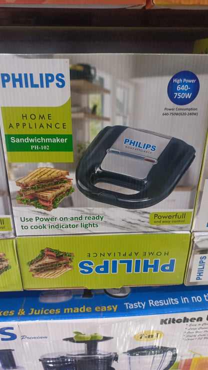 Philips Portable Sandwich Maker For Home & Office – 2-slice Non-stick With Heat Indicator