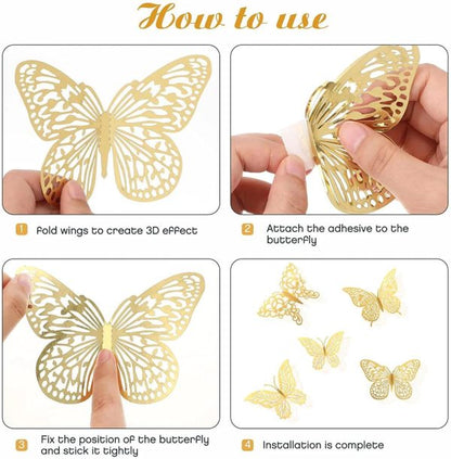 3d Wall Stickers Hollow Butterfly For Kids Rooms Home Wall Decor Diy Fridge Stickers Room Decoration