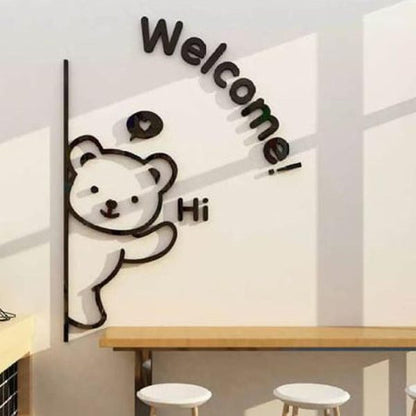 3d Wall Art With Cute Teddy Bear Shaped For Home & Office Decorations Wooden Wall Art
