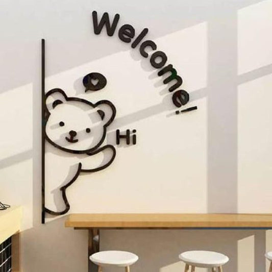 3d Wall Art With Cute Teddy Bear Shaped For Home & Office Decorations Wooden Wall Art