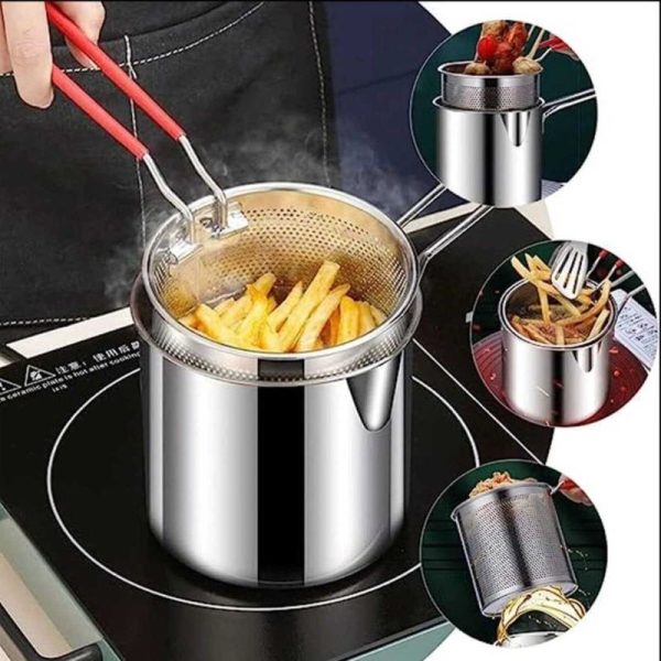Stainless Steel Deep Fryer Pot with Strainer