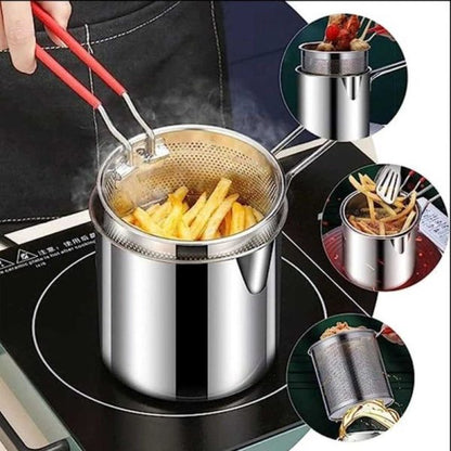 Stainless Steel Deep Fryer Pot with Strainer