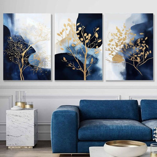 Set Of 3pcs Flower Metal Art Wall Frame For Home And Office Decor  8 X 11 Inches